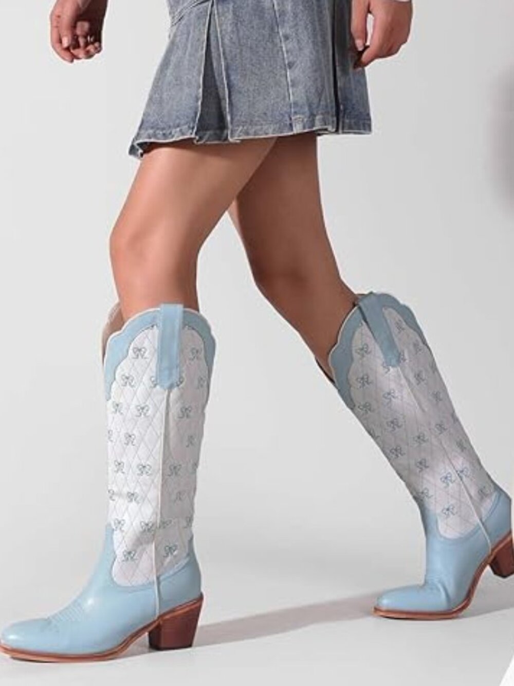 Cowboy Bow Blue Boots